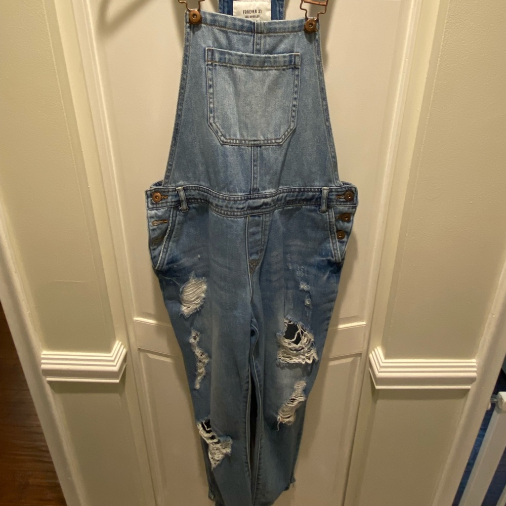 Distressed overalls